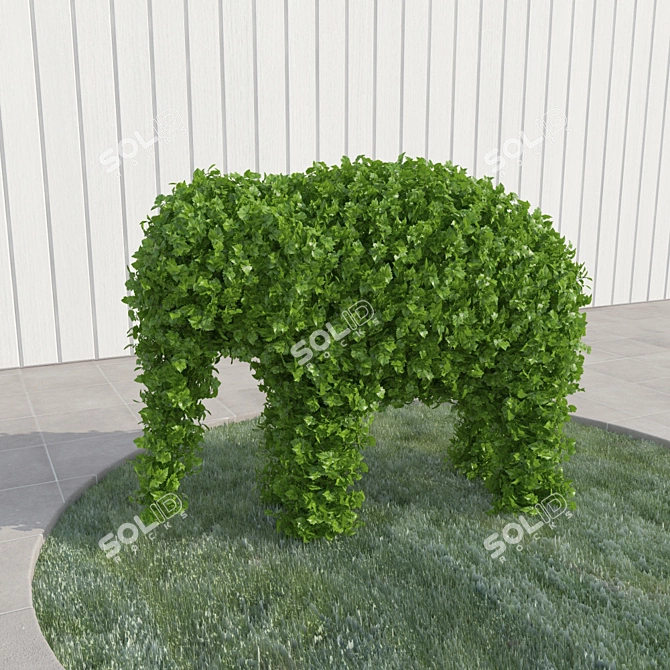 Elegant Elephant Topiary 3D model image 1