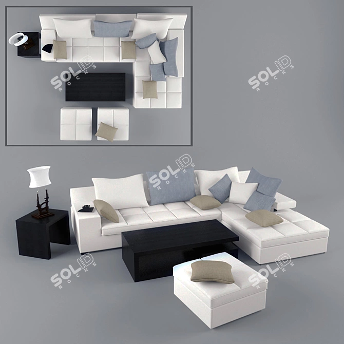 Cozy Velvet Sofa 3D model image 1