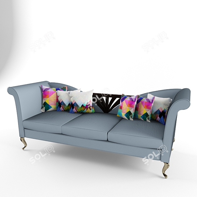 Elegant Square Sofa 3D model image 2