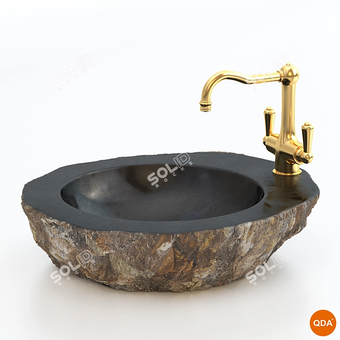 Natural Stone Wash Basin 3D model image 1