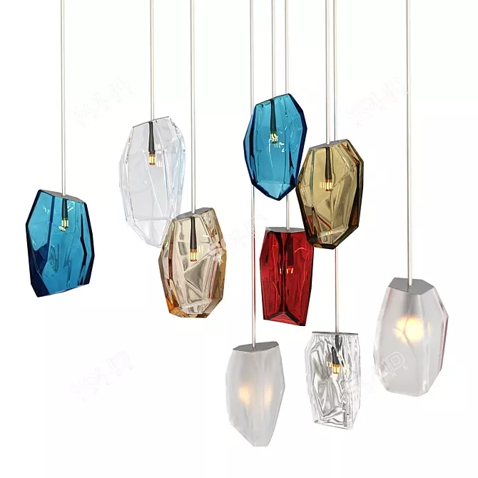 Luminous Crystalline Elegance: Arik Levy Chandeliers 3D model image 1