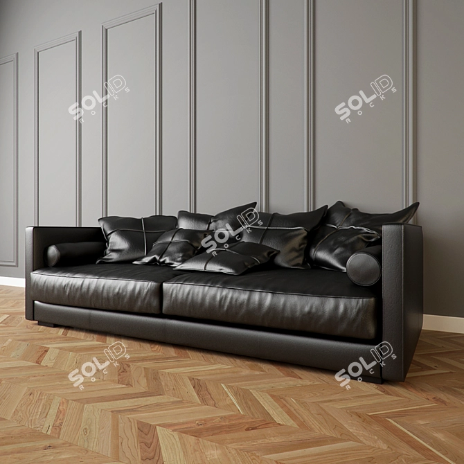 Modern Lux Leather Sofa 3D model image 1