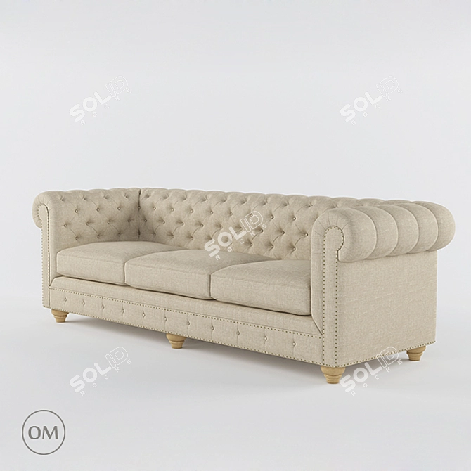 Luxury Chester 3 Seat Sofa 3D model image 1