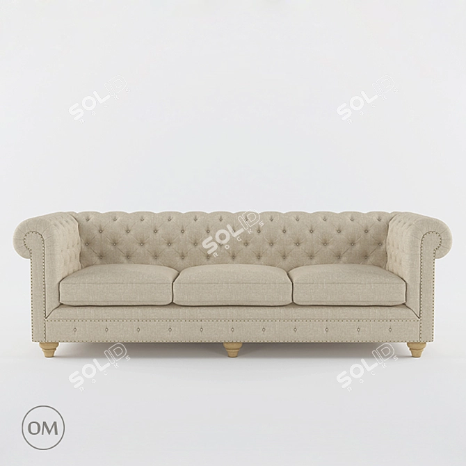 Luxury Chester 3 Seat Sofa 3D model image 2