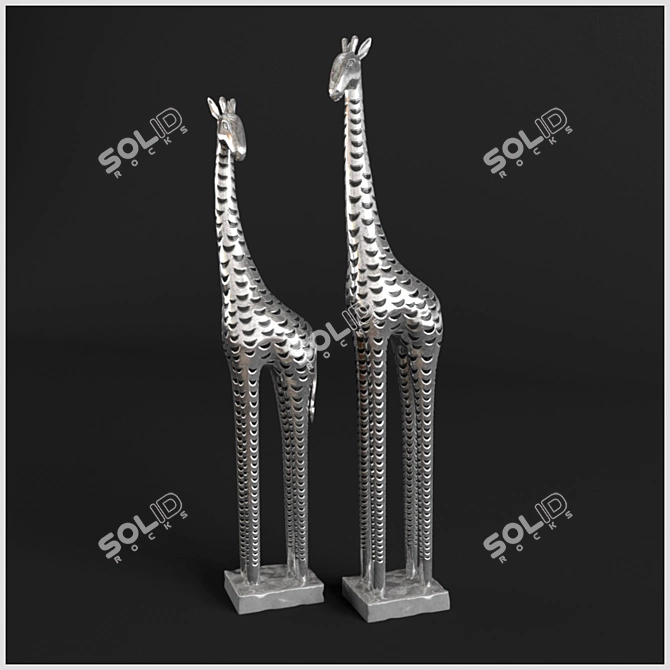 Metal Giraffe Figurines 3D model image 1