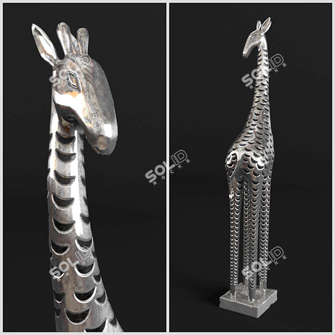 Metal Giraffe Figurines 3D model image 2