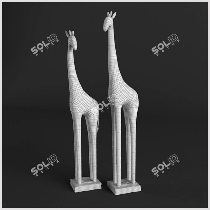 Metal Giraffe Figurines 3D model image 3