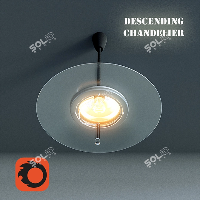 Elegant Suspended Chandelier 3D model image 1