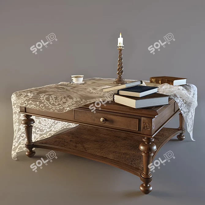 Elegant English Style Leighton Cocktail Table 3D model image 1