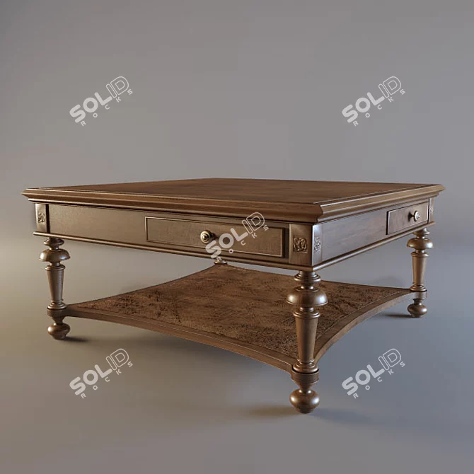 Elegant English Style Leighton Cocktail Table 3D model image 3