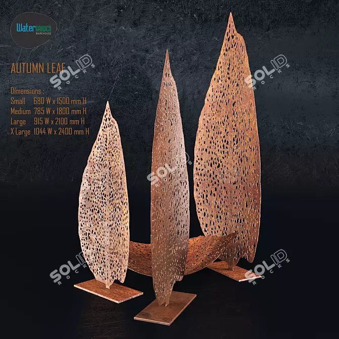 Autumn Leaf Metal Sculpture 3D model image 1