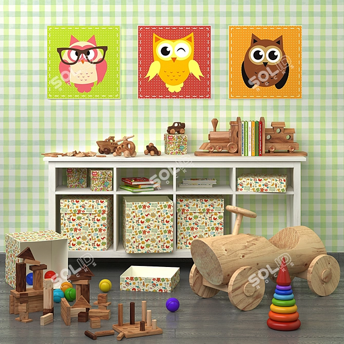 Baby Decor Set: Furniture, Art, Toys 3D model image 1