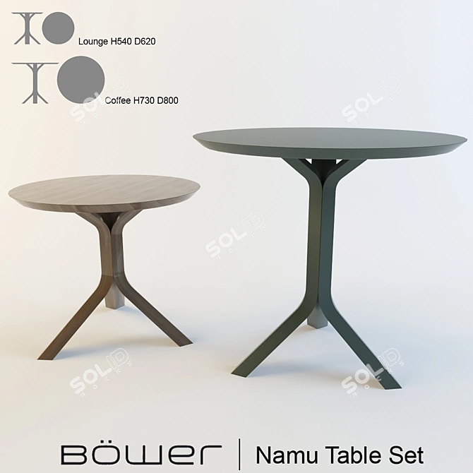 Sleek Namu Table Set: Coffee & Lounge Tables 3D model image 1