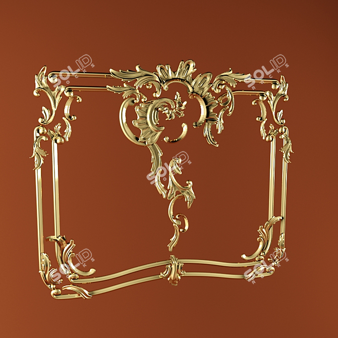 Carved Gold Frame 3D model image 1