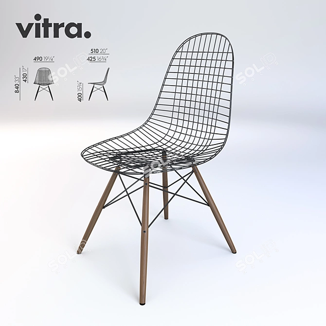 Eames DKW Wire Chair: Iconic Design 3D model image 1