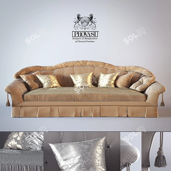 Elegant 3-Seater Savoy Provasi Sofa 3D model image 1