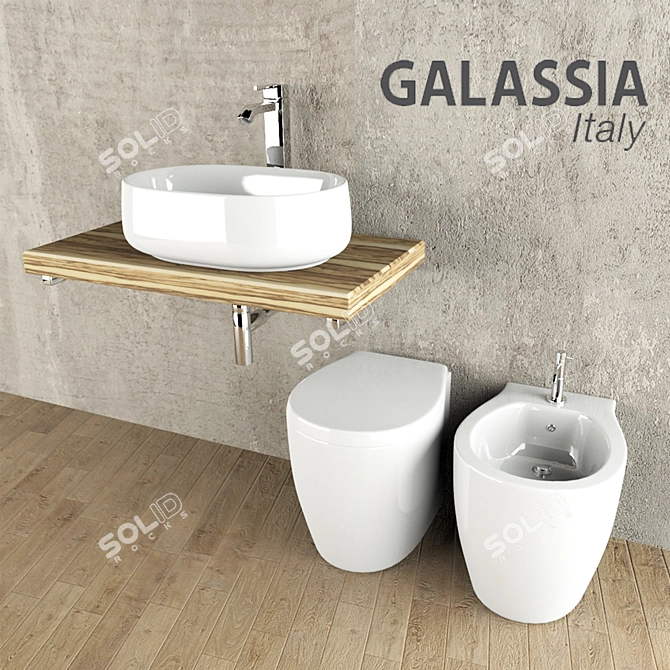 Galassia Italy XES Bidet and WC Set 3D model image 1