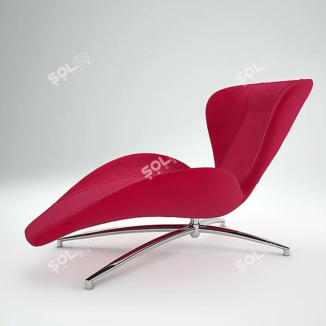 Elegant Floral Chaise 3D model image 1