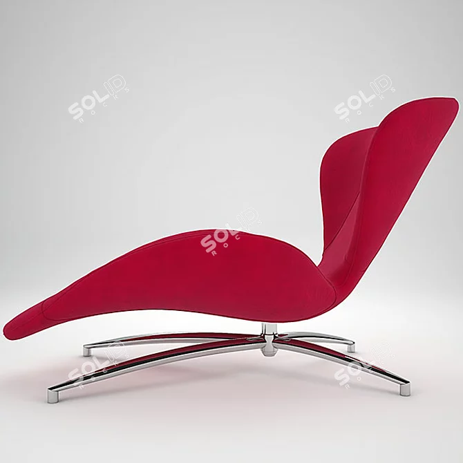 Elegant Floral Chaise 3D model image 2