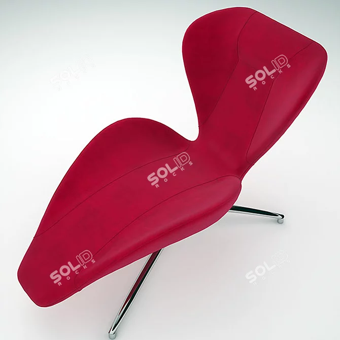 Elegant Floral Chaise 3D model image 3