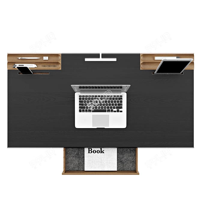 Sleek Ash Wood Desk - OLLLY 3D model image 2