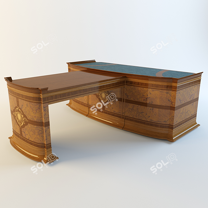 Elegant Office Desk with Vicente Zaragoza Prefix 3D model image 2