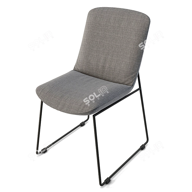 Set of 2 Gray Accent Chairs 3D model image 1