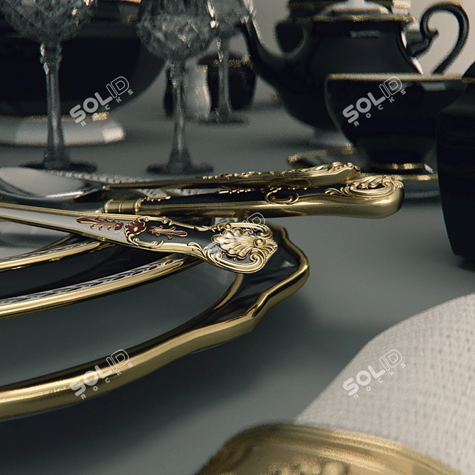 Elegant Spoon Plate Set 3D model image 3
