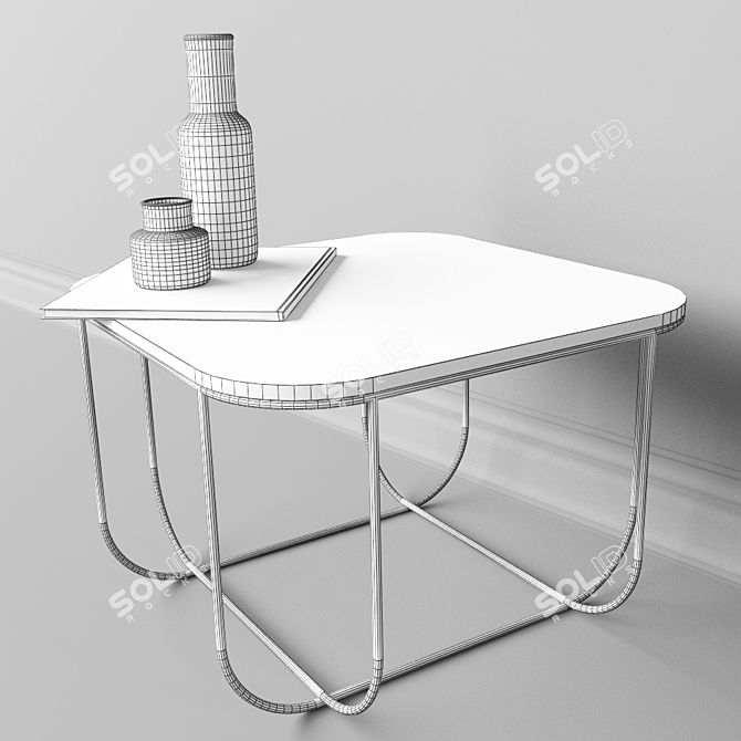 Minimalist Steel and Ash Cage Table 3D model image 3