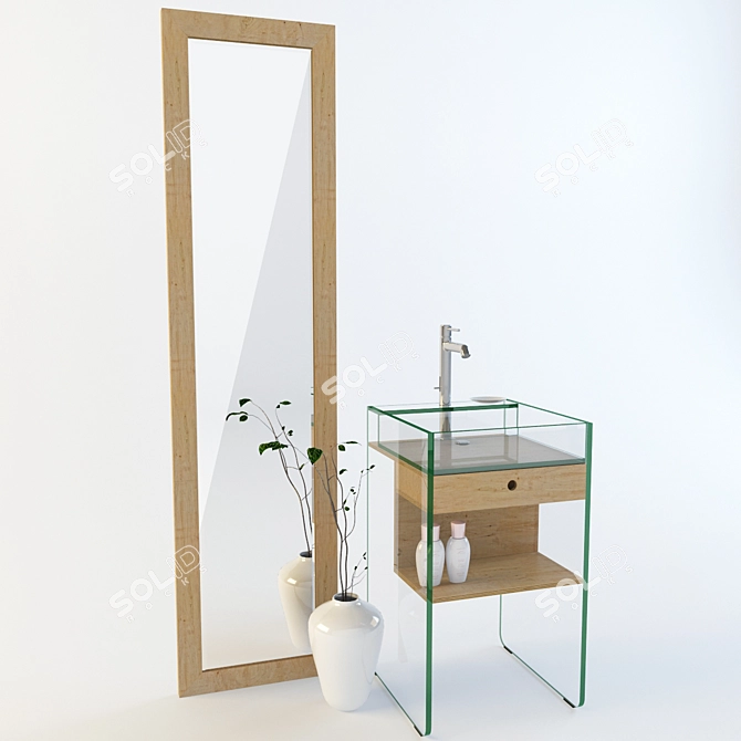 Moderno Mobile Washbasin & Mirror 3D model image 1