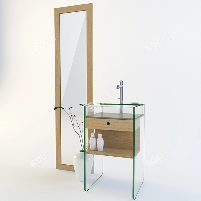 Moderno Mobile Washbasin & Mirror 3D model image 2