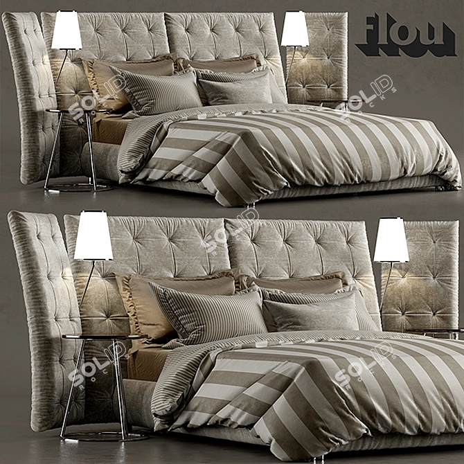 Elevate Restful Sleep: ANGLE Flou Bed 3D model image 1