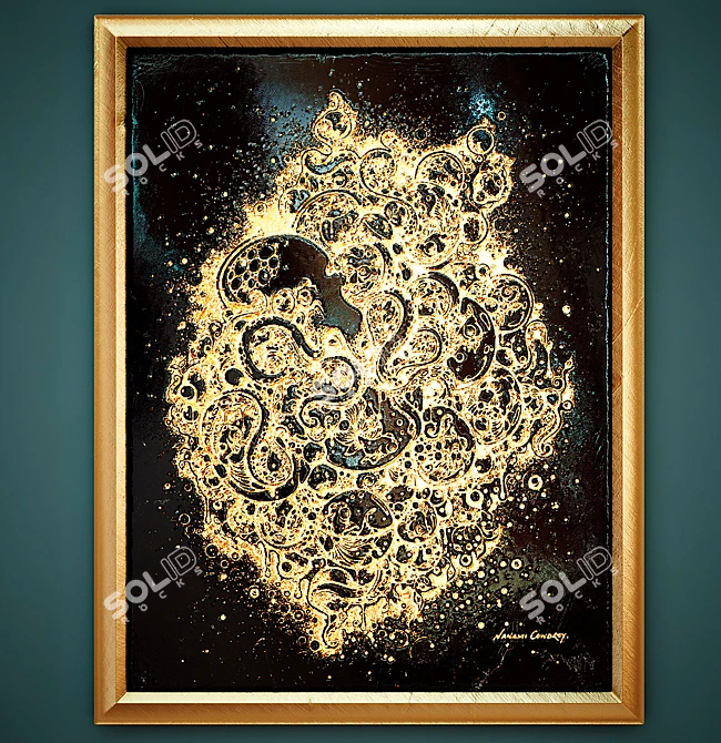 Elegant Gilded Marble Panels 3D model image 1