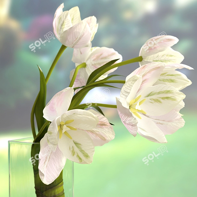 Elegant Tulip Bouquet 3D model image 2