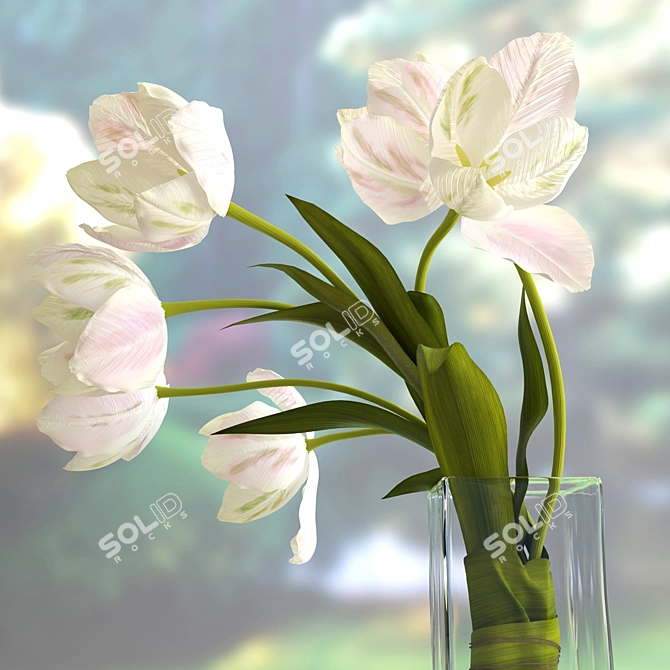 Elegant Tulip Bouquet 3D model image 3