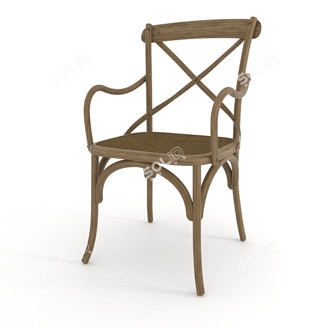 Western-Inspired Wood Armchair 3D model image 1