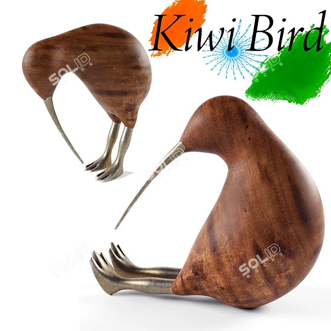 Handmade Kiwi Bird Sculpture 3D model image 1