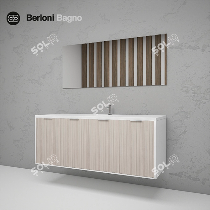 Berloni Manhattan 4: Sink, Cabinet, Mirror 3D model image 1