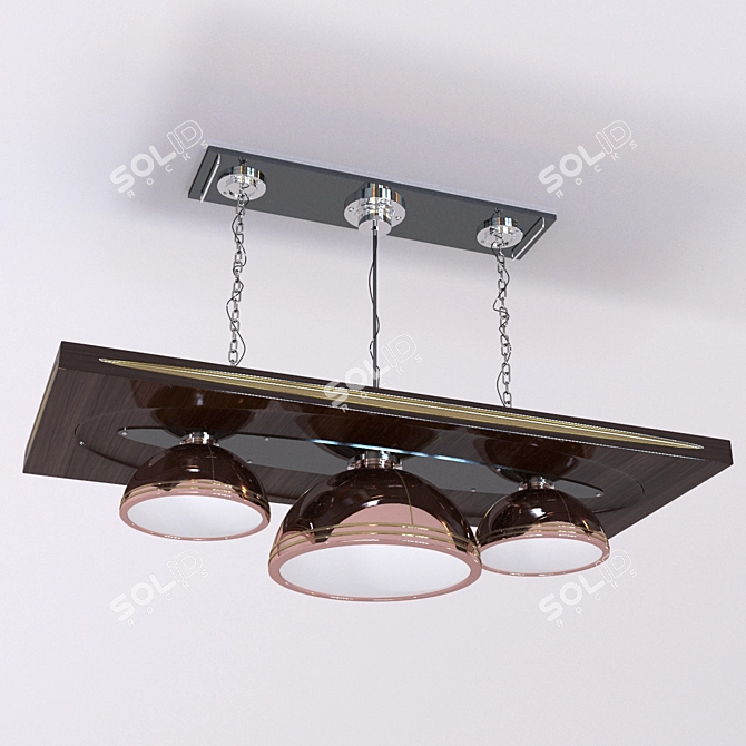 Modern Wooden and Metal Chandelier 3D model image 1