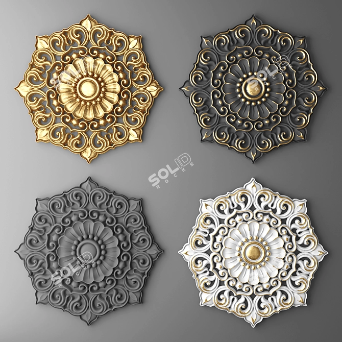 Elegant Rosette Power Outlet 3D model image 1