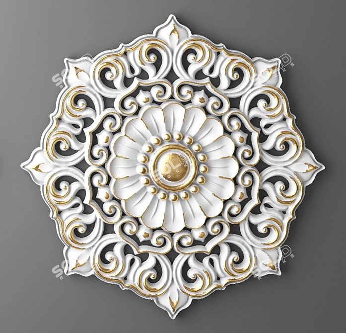 Elegant Rosette Power Outlet 3D model image 2