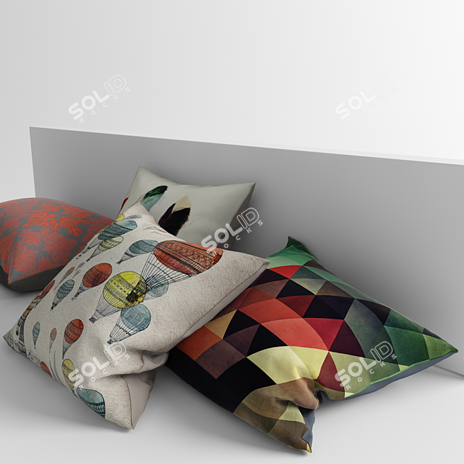 Modern Interior Pillows - 3 Sizes 3D model image 2