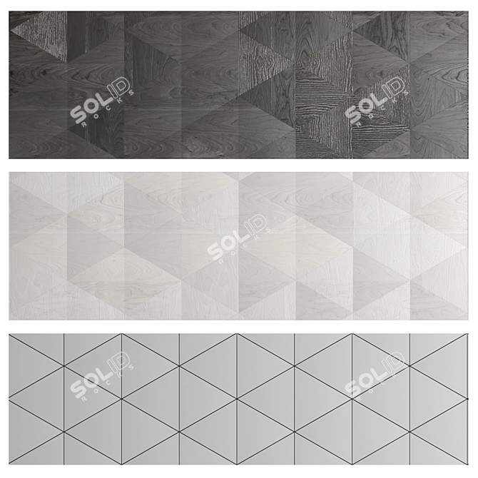 Geometric Wood Panel: Customizable, Black & Light Options 3D model image 2