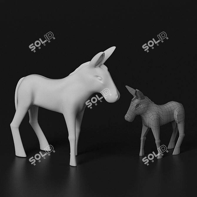 Sleek Donkey Statuette 3D model image 1