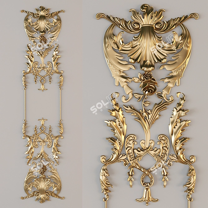 Elegant Embossed Plaster Art 3D model image 1