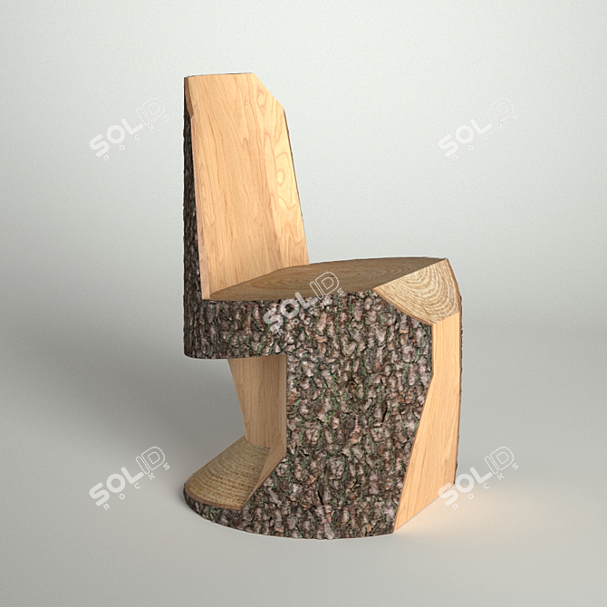Rustic Log Chair 3D model image 1