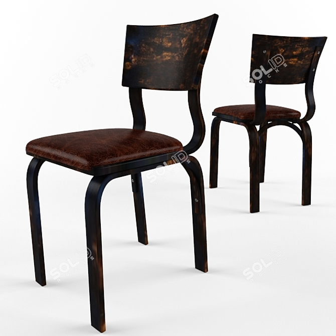 Retro Bentwood Chair: Vintage Charm 3D model image 1