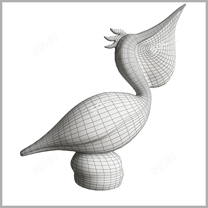 Glass Pelican Figurine with Fish 3D model image 2