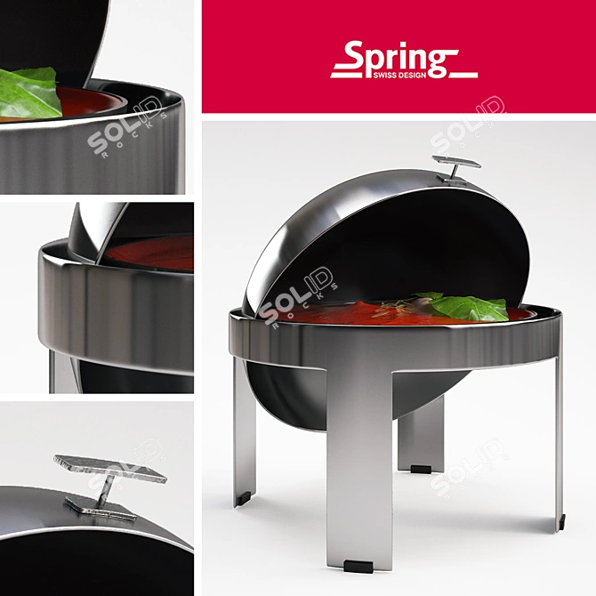 Elegant Spring Dish Warmer 3D model image 1