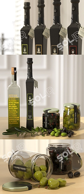 Mediterranean Olive and Oil Set 3D model image 1